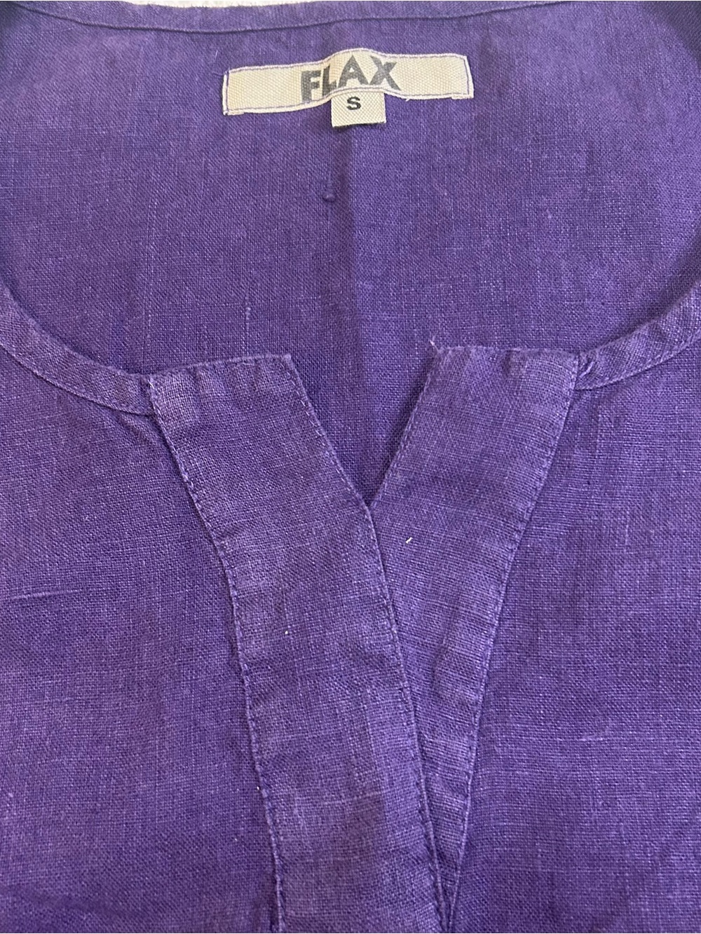 FLAX Linen Tunic Tank Top Purple V Neck Minimalist Lagenlook Artisan Women’s S - Picture 4 of 8